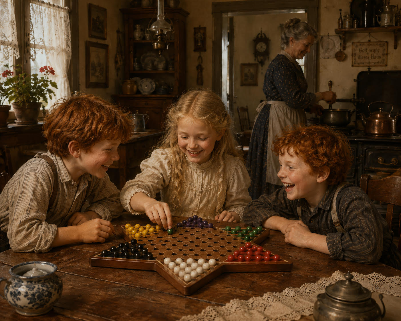 Chinese Checkers History image with kids playing