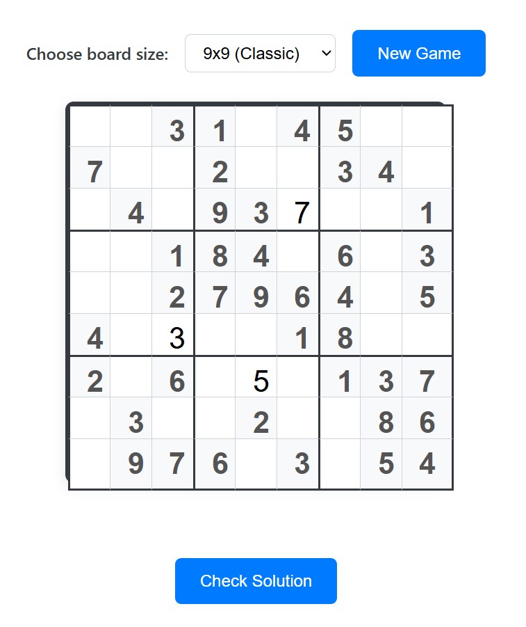 A Sudoku puzzle grid